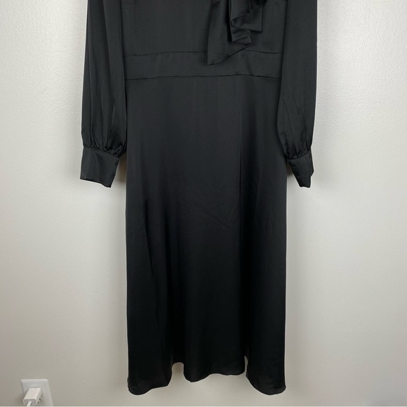 Alexia Admor Black Satin Brooklyn Mock Neck Long Sleeves Midi Dress Size 10 NWT - Picture 5 of 11